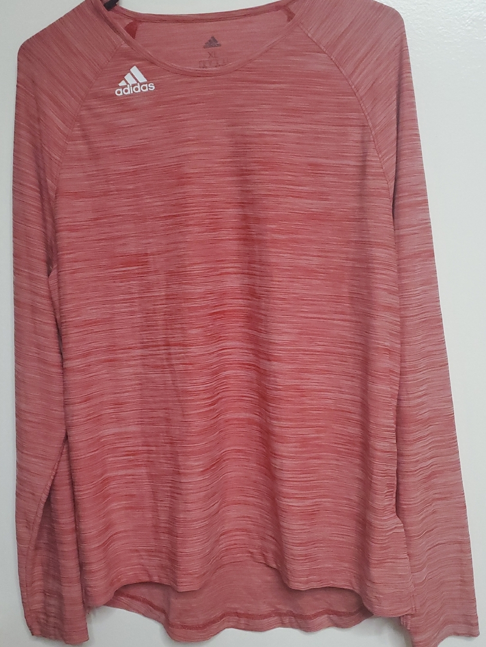 adidas Pink Heathered Performance Long Sleeve Top
